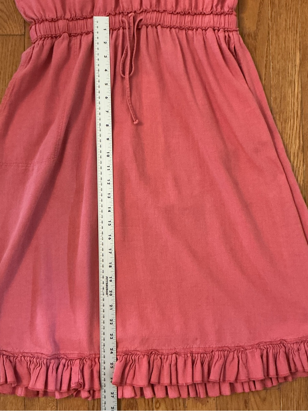 easel Dusty Pink Button-Front Drawstring Ruffle Hem Dress - Picture 4 of 7